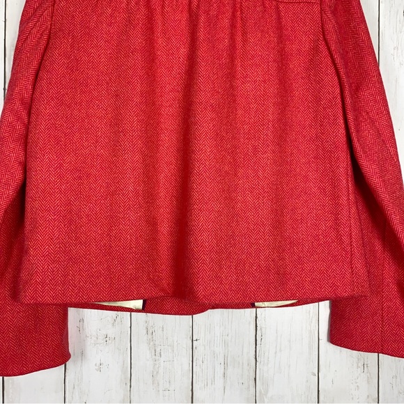 J. Crew Womens Blazer Jacket Size 0 Wool Ruffles Coral Red 3 Button - Picture 7 of 11
